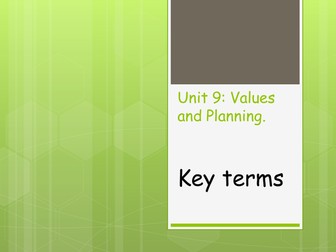 BTEC H&SC Level 3 unit 9 Values and planning