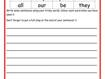 Phase 3 Tricky word worksheets