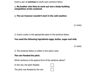 KS2 Level 6 Grammar, Spelling, Punctuation test
