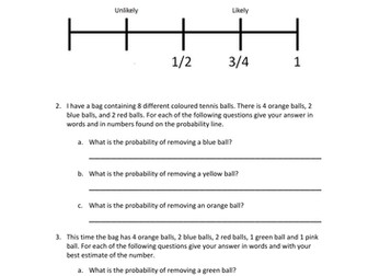 Probability line worksheet