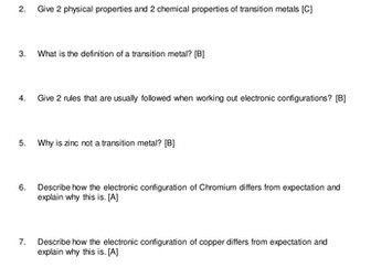 15.1 General Properties of Transition Metals