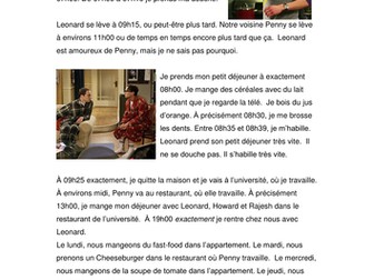 French Comprehension; Big Bang Theory - Ma routine