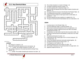 AQA Revision Crossword C1.1 Key Chemical Ideas