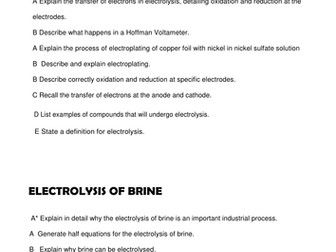 AQA C2 Chemistry Grade descriptors