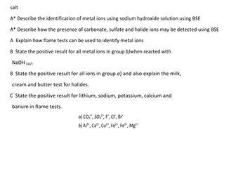 AQA C3 Chemistry Grade descriptors