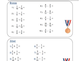 Adding & Subtracting Fractions Differentiated W/S