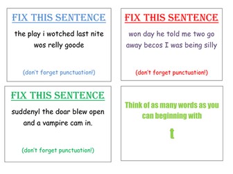 Literacy Challenge Cards 1