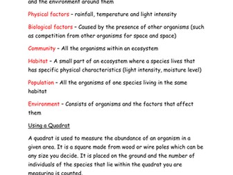 Ecology and the environment