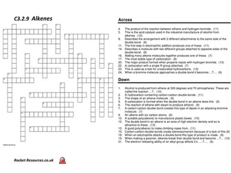 AQA A level Chemistry - Alkenes Revision Crossword