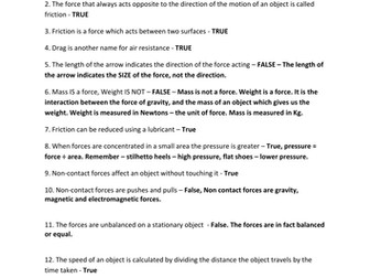 Forces and Motion Revision Lesson