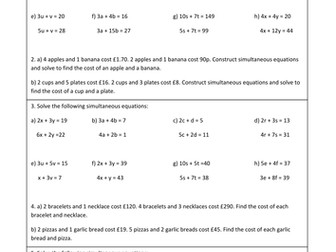 Simultaneous Equations Lesson