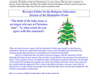 Revision folder for Humanities Welsh Board RE