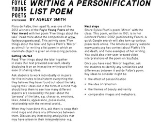 Using Sylvia Plath: personification list poems