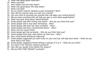 Paired writing - Evaluation interviews