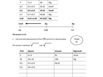 Trial and improvement - square and cube roots