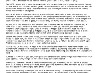 Cued spelling - Mnemonics