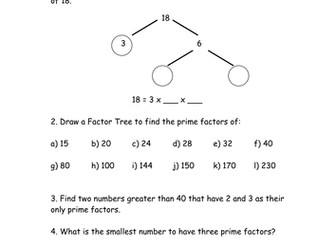 Prime Factors using a factor tree