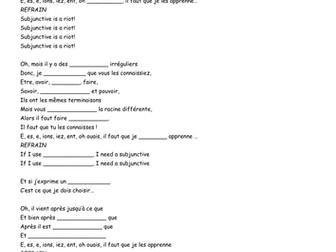 French gap fill activity; Subjunctive is a riot