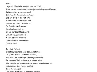 French song cloze activity; School can't handle me