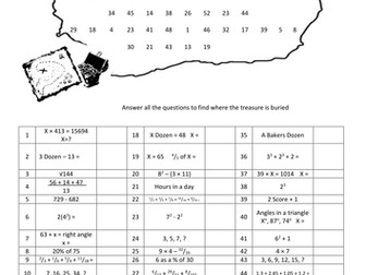 KS3 KS4 Maths Treasure Map Starter 2