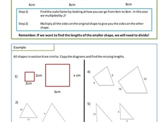 Similar Shapes Worksheet (Scale Factors)