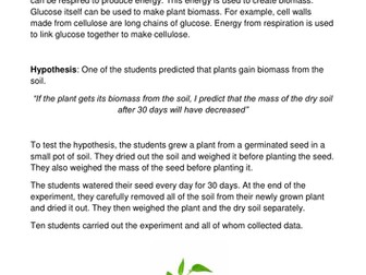 Investigating Biomass - Levelled Task