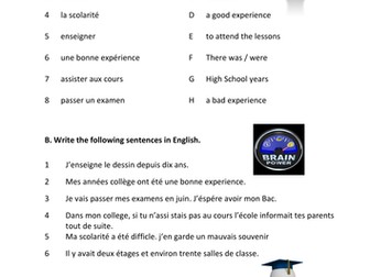 French Vocabulary - School Life