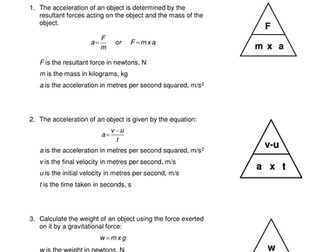 AQA P2 Equation Sheet for new spec