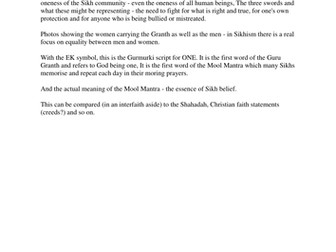 Group work strategies with example from Sikhism