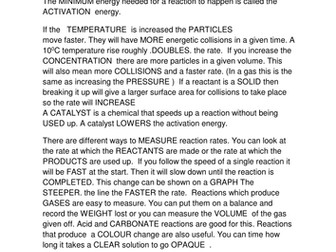 AQA C2.4  Rates of Reaction - Cloze Revision