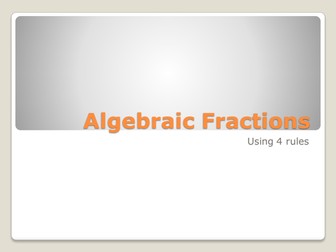Algebraic Fractions - David Millward