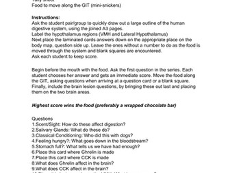 Digestion game (ghrelin/CCK/leptin) AQA Psych A