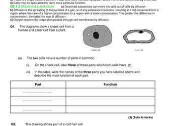 AQA GCSE Biology Unit 2 Revision part 1