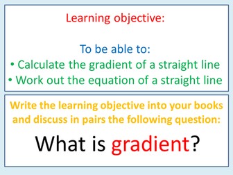 Gradient & equation of a straight line