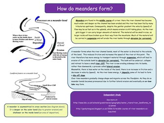 Formation of meanders & waterfalls