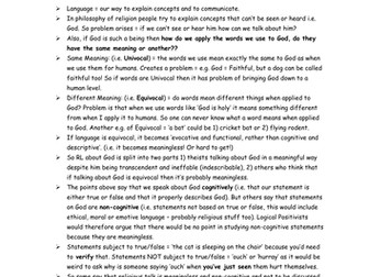 A2 OCR Philo of Religion Notes and Crammers