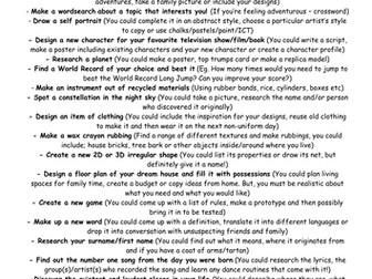 Homework - Year 5 - Bucket List