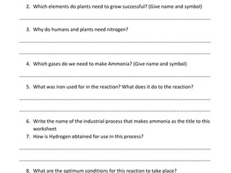 The Haber Process - Video and Questions