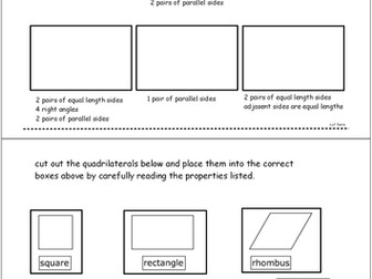 Properties of Quadrilaterals Cut & Stick