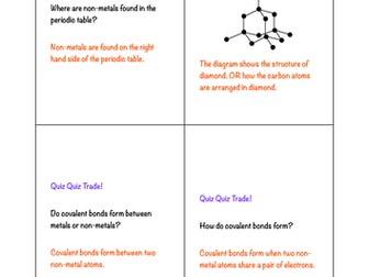 Covalent bonding quiz quiz trade cards