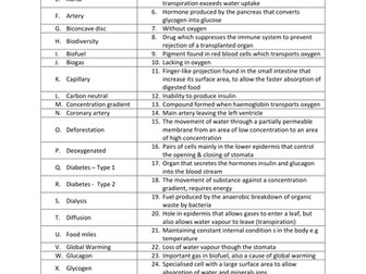 AQA B3 Keywords (new spec)