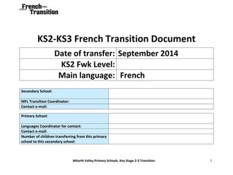 Transition documents KS2-KS3 French