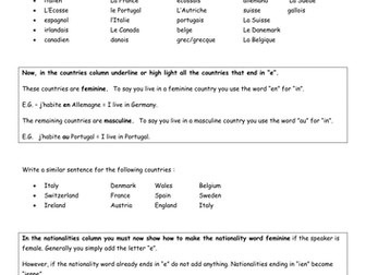 KS3 French - Countries and nationalities