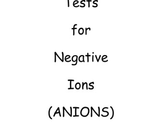 Testing for Anions and Cations