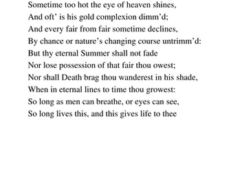 His language and poetry - Sonnet 18 (Shall I..)