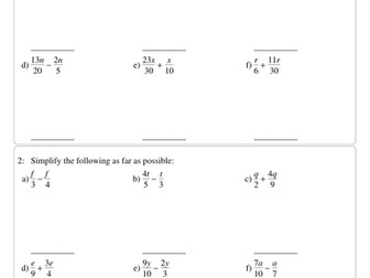 Algebraic Fractions practice questions + solutions