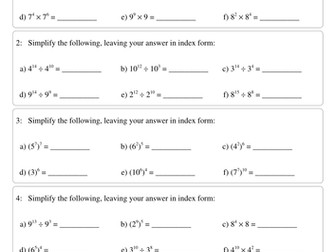 Indices practice questions + solutions