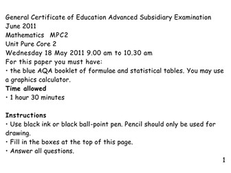 Core 2 AQA exam papers for Visually impaired VI