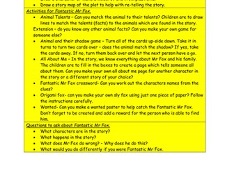 Activity cards for Story sacks