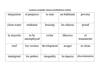 KS4 Spanish Poverty and Equality - Picture Reveal